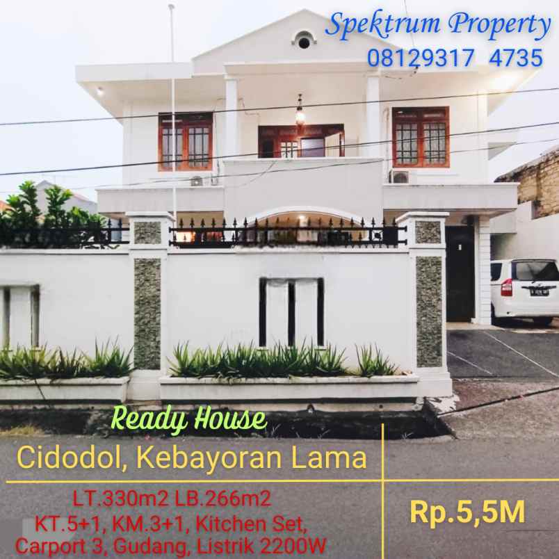 rumah di kebayoran jkt siap huni lt 266 lb 330 rp 5 5m