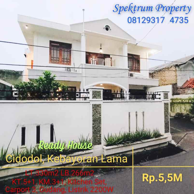 rumah di kebayoran jkt siap huni lt 266 lb 330 rp 5 5m