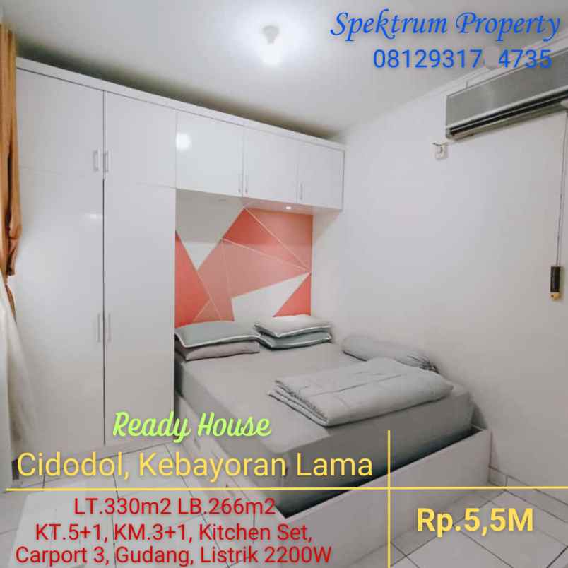 rumah di kebayoran jkt siap huni lt 266 lb 330 rp 5 5m