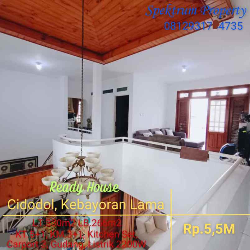 rumah di kebayoran jkt siap huni lt 266 lb 330 rp 5 5m