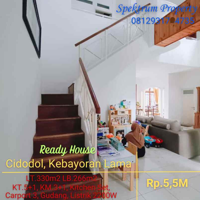 rumah di kebayoran jkt siap huni lt 266 lb 330 rp 5 5m