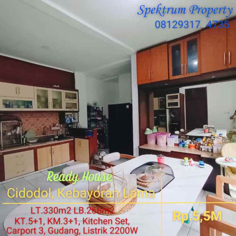 rumah di kebayoran jkt siap huni lt 266 lb 330 rp 5 5m