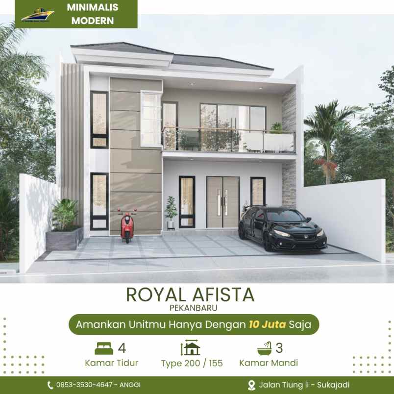 rumah minimalis modern 2 lantai di pekanbaru