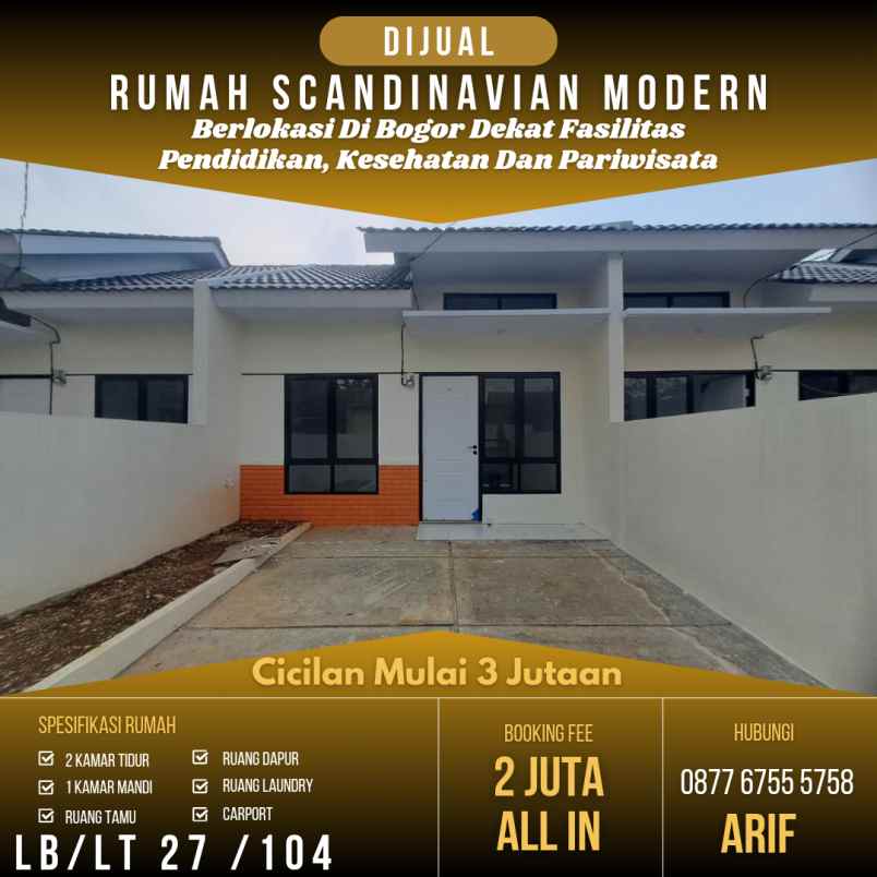 rumah mosern 1 lantai di bogor cicilan 3 jutaan