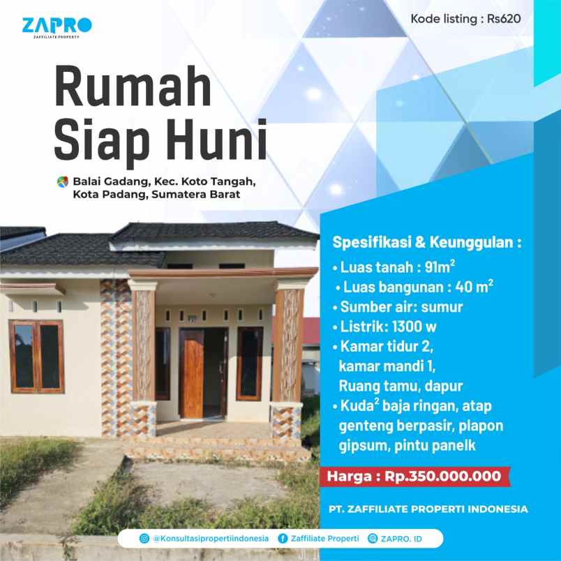 rumah siap huni minimalis di padang