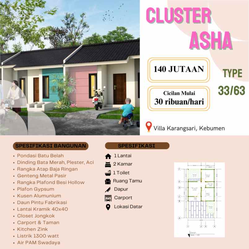 rumah subsidi murah cluster asha