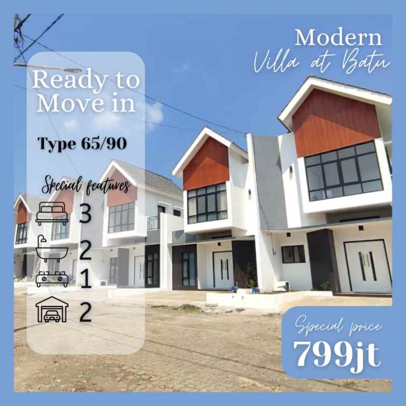 rumah villa modern super murah strategis di kota batu