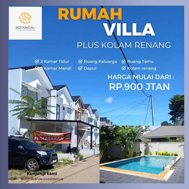 rumah villa plus kolam renang bandung barat