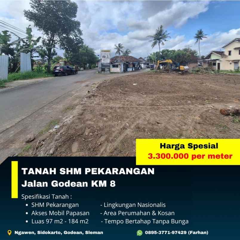 tanah shm pekarangan murah jl godean km 8 sleman