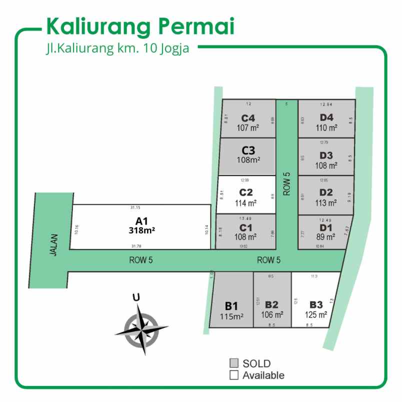 3 menit jl palagan km 10 tanah luas 125 meter shm p