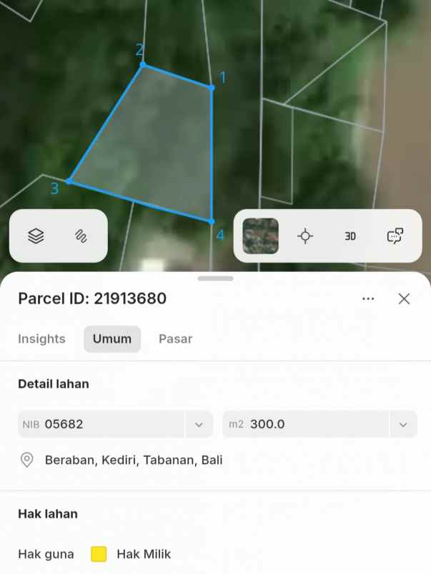 dijual 3 are jl pantai nyanyi beraban kediri tabanan