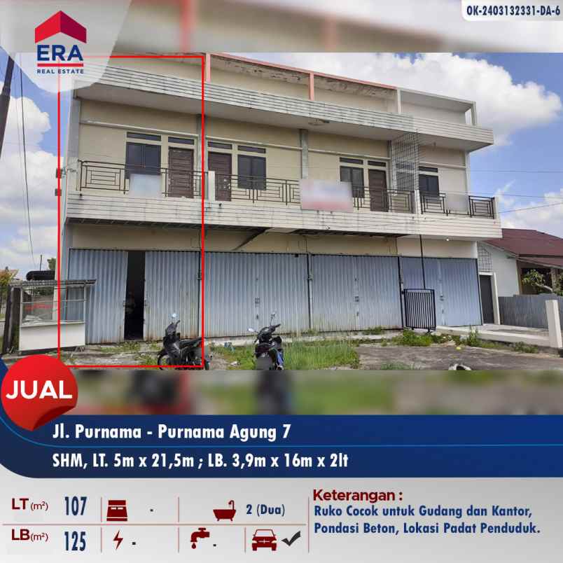 dijual ruko gudang kantor jl purnama 1 purnama agung 7