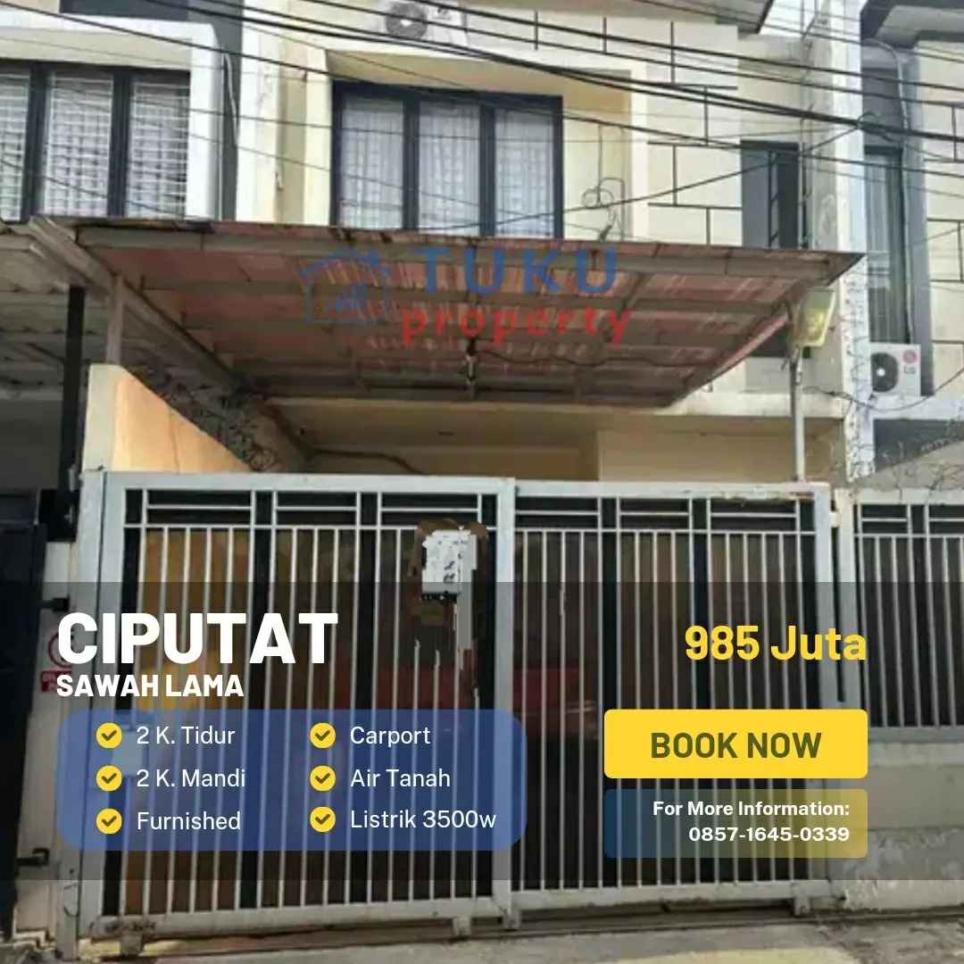 dijual rumah 2 lt sawah lama ciputat bintaro