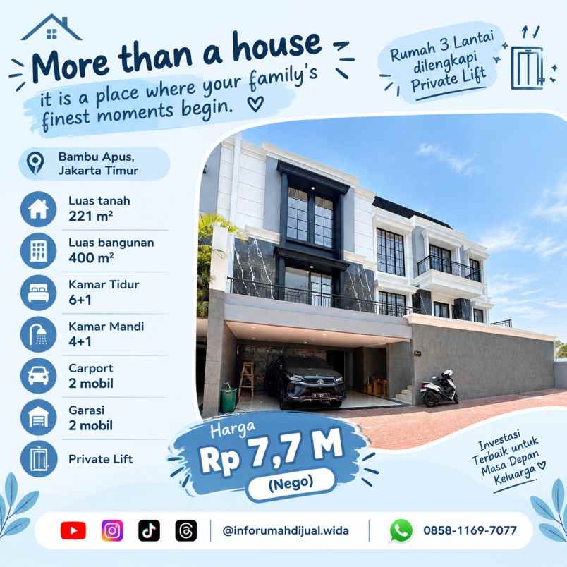 dijual rumah bambu apus