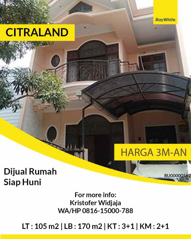 dijual rumah citraland surabaya