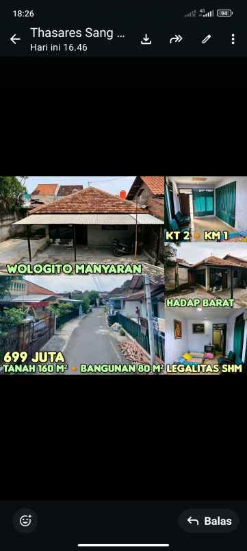 dijual rumah di wologito sembar semarang