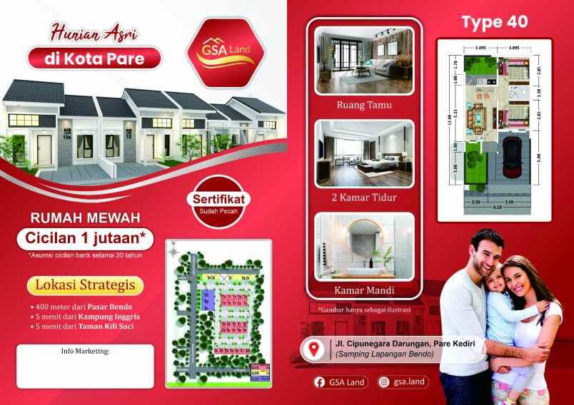 dijual rumah gsa land pare