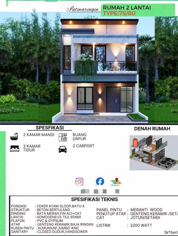 dijual rumah jl masjid jatiwaringin