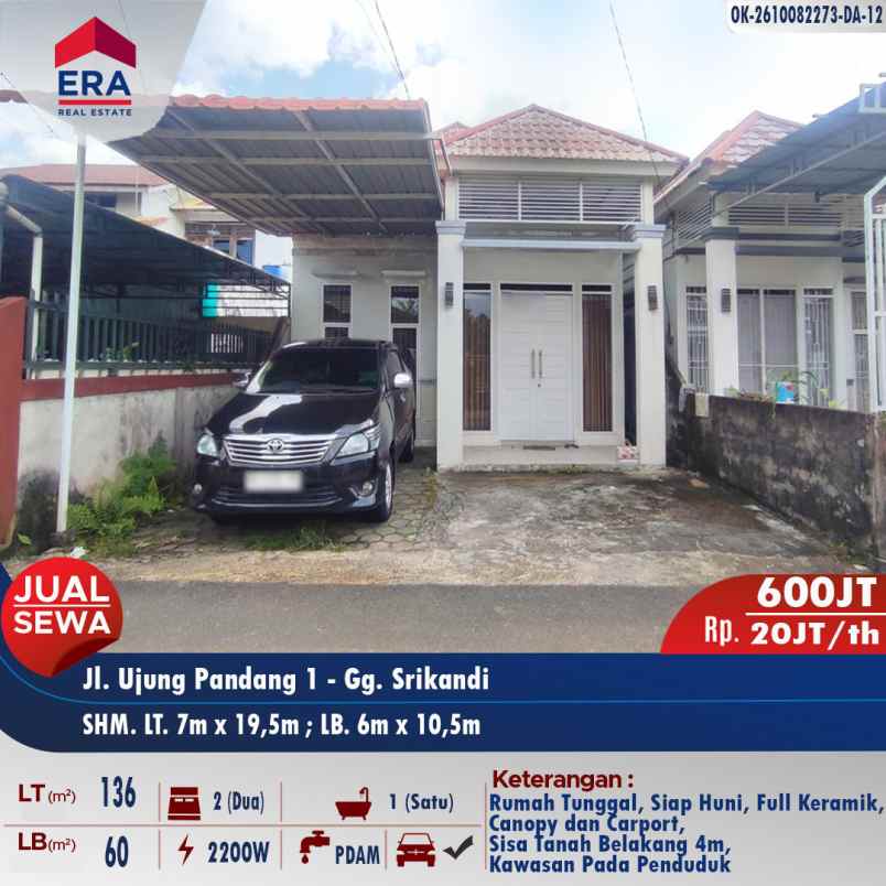 dijual rumah jl ujung pandang 1
