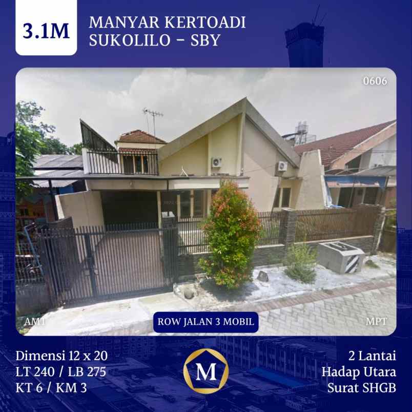 dijual rumah manyar kertoadi surabaya