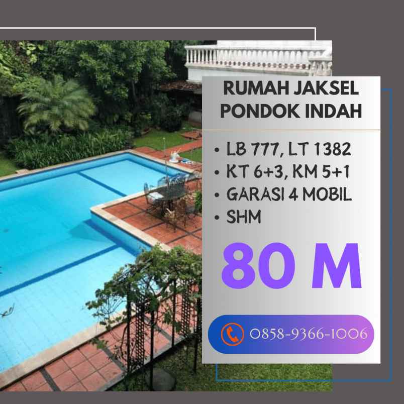 dijual rumah metro pondok indah