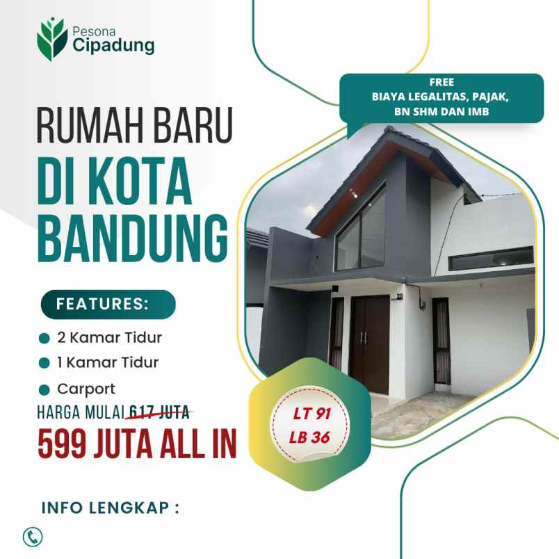 dijual rumah pesona cipadung komplek