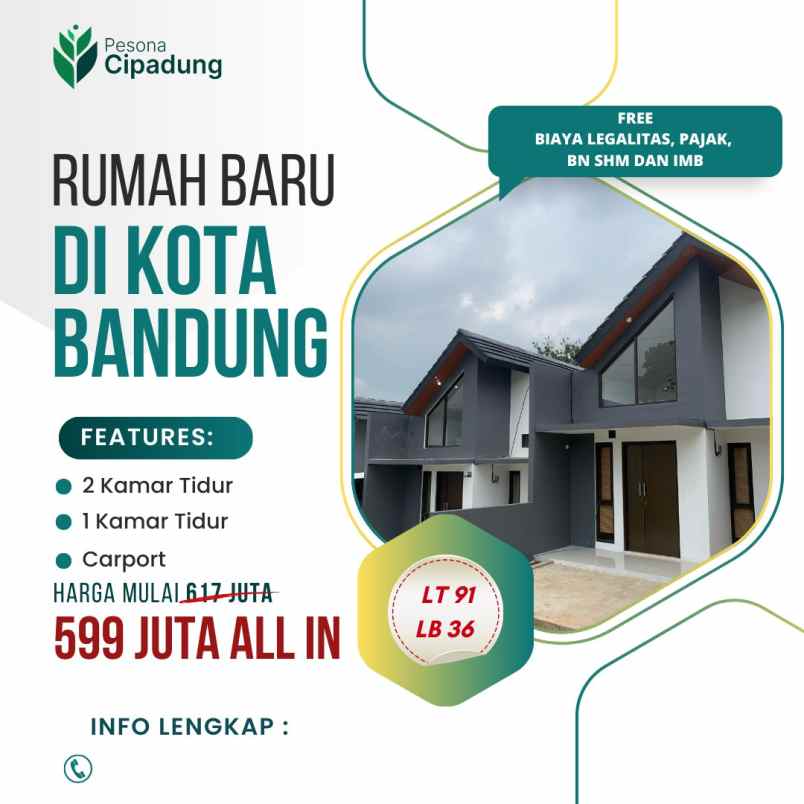 dijual rumah pesona cipadung komplek