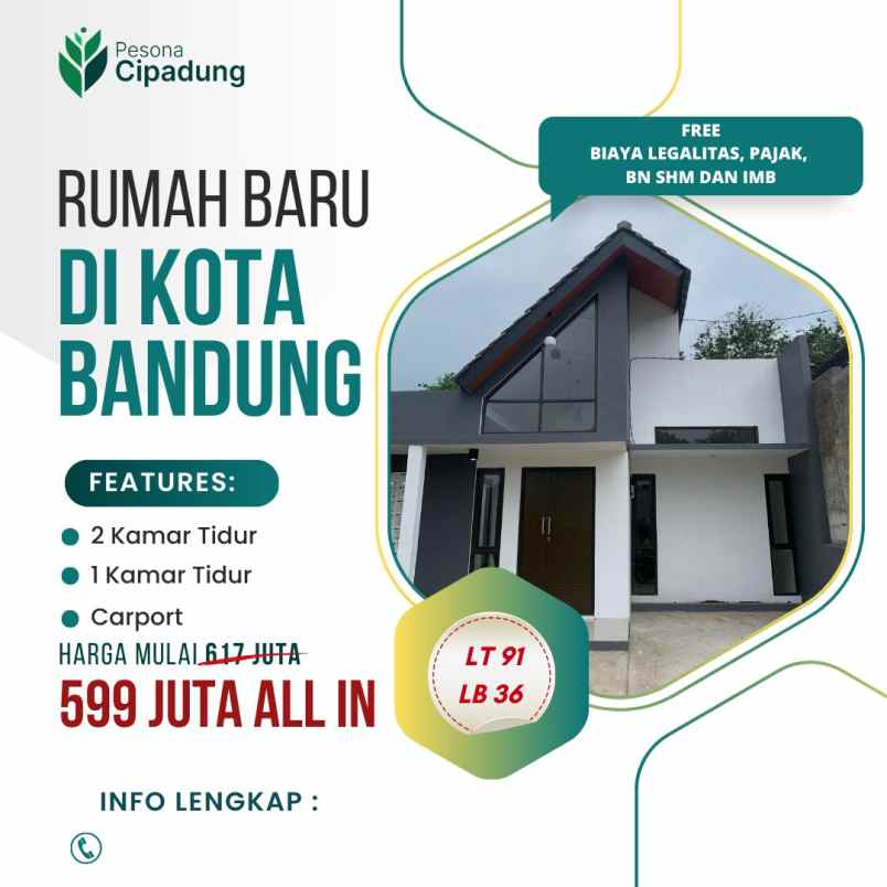 dijual rumah pesona cipadung komplek