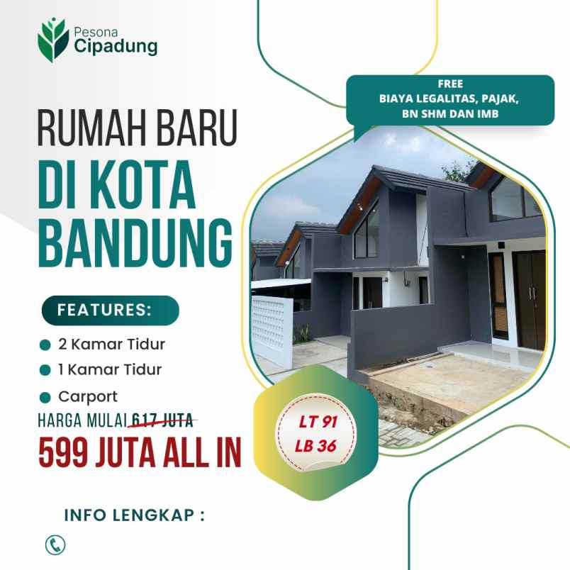 dijual rumah pesona cipadung komplek