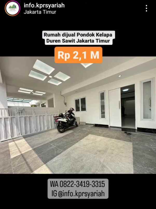 dijual rumah pondok kelapa