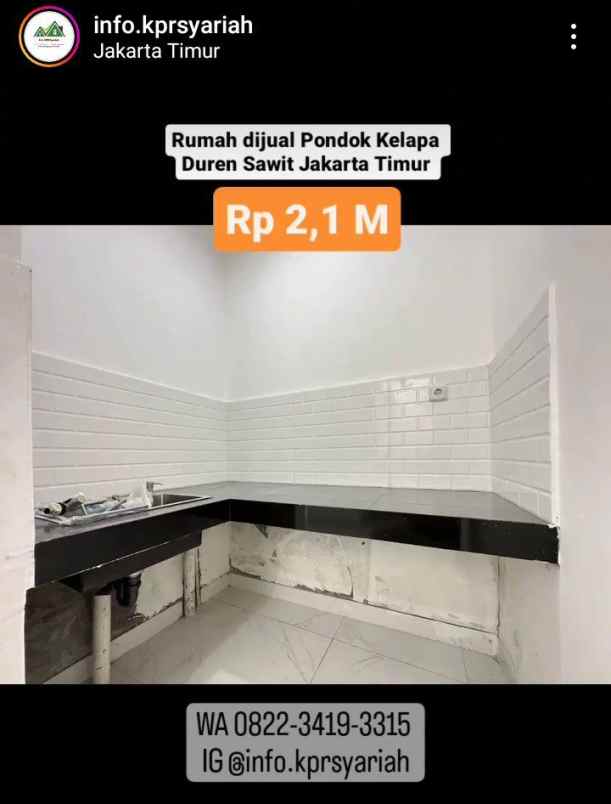 dijual rumah pondok kelapa