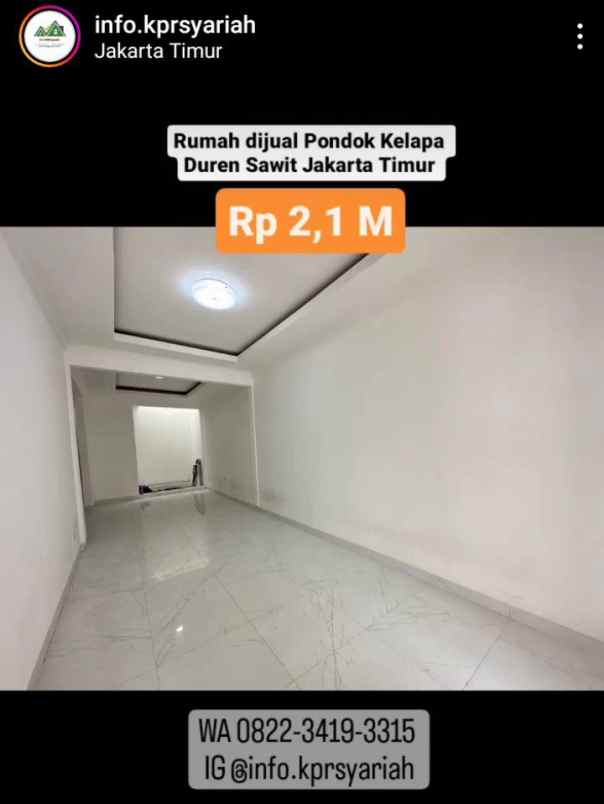 dijual rumah pondok kelapa