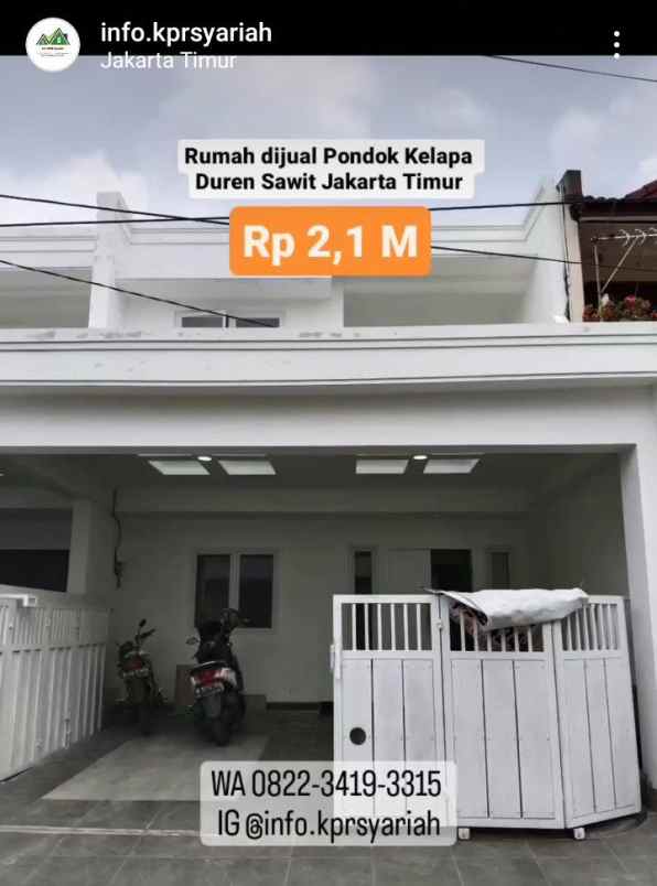 dijual rumah pondok kelapa