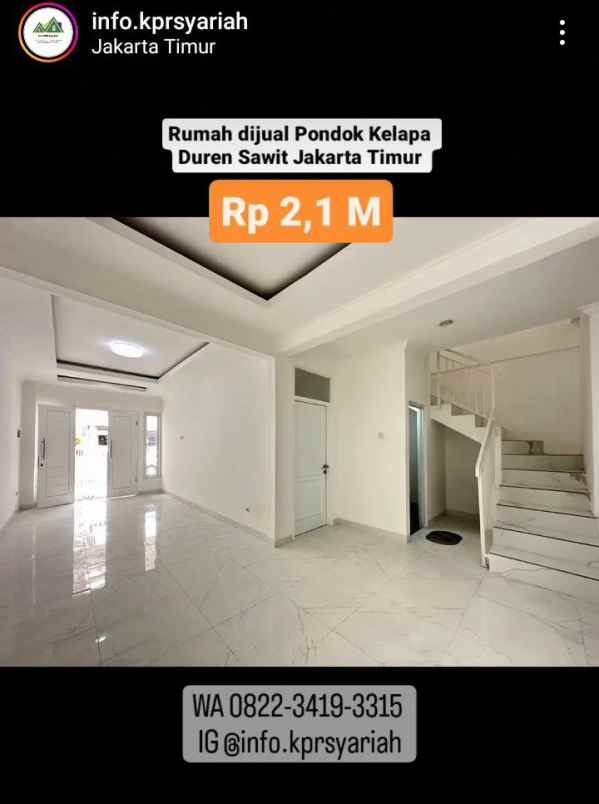 dijual rumah pondok kelapa