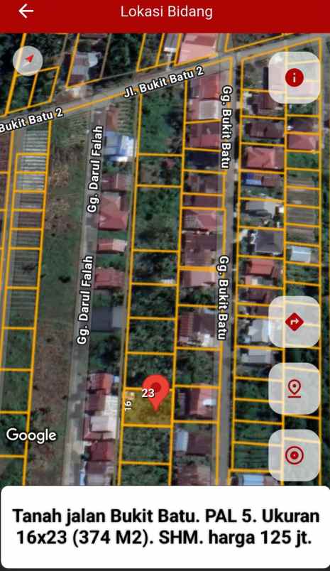 dijual tanah jalan bukit batu