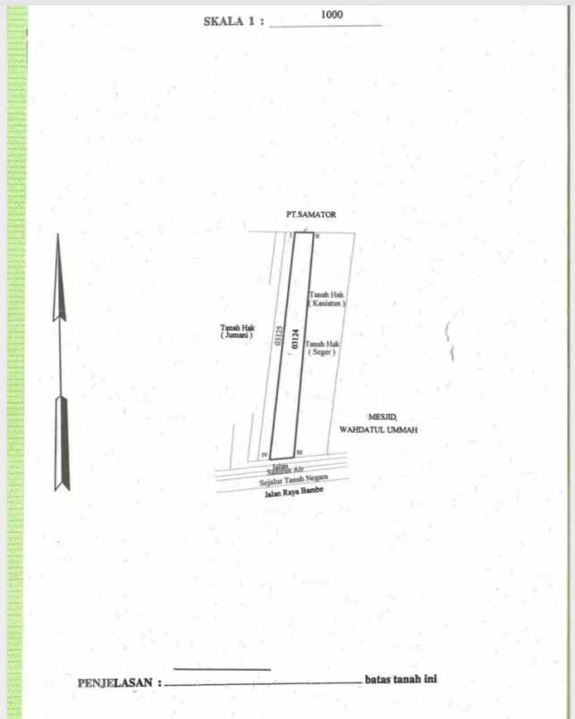 dijual tanah jalan raya bambe