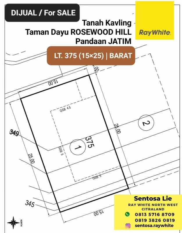 dijual tanah jalan taman dayu