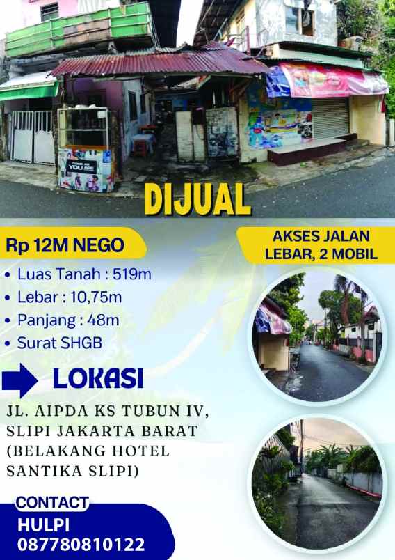 dijual tanah jl ks tubun iv