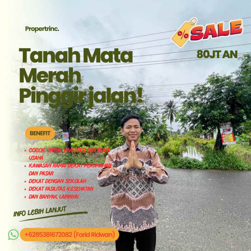 jual tanah kavling mata merah pinggir jalan palembang
