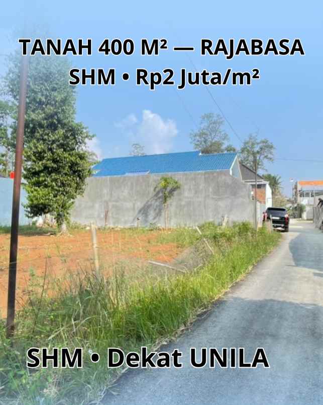 kavling rajabasa bandar lampung 400 m shm area unila