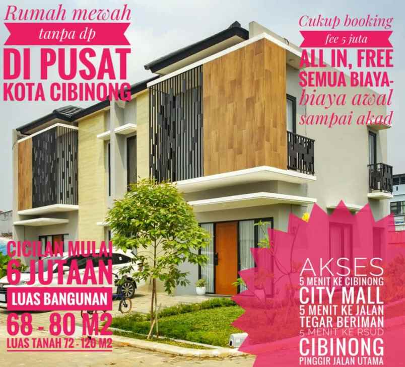 rumah 2 lantai mewah dp 0 di pusat kota cibinong