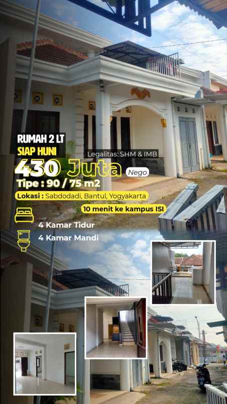 rumah 4 kamar 2 lantai dekat kampus isi sewon bantul