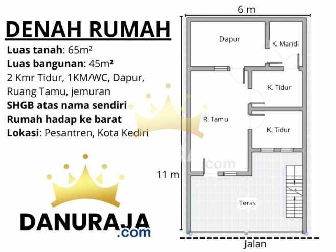 rumah kediri kota 65m pesantren