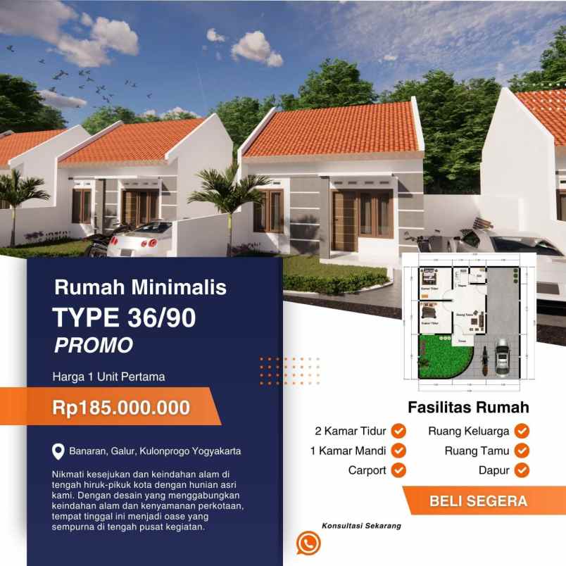 rumah minimalis type 36 185juta 1 unit pertama shm