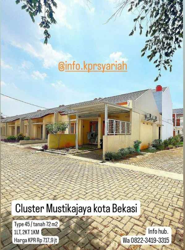 rumah ready cluster mustikajaya kota bekasi