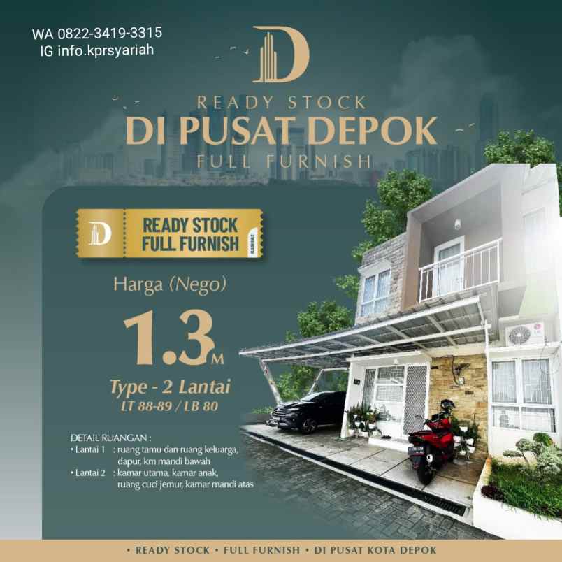 rumah readystok full furnish di pusat kota depok