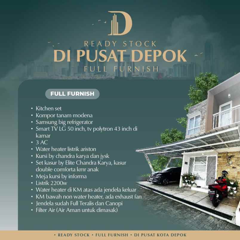 rumah readystok full furnish di pusat kota depok