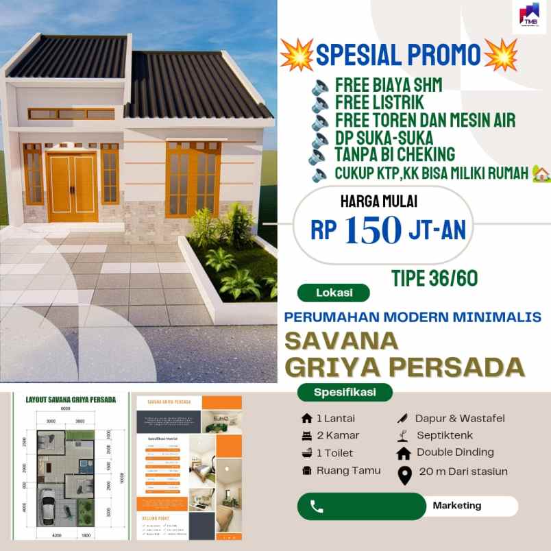 rumah tenjo dekat stasiun harga 155jt sudah shm