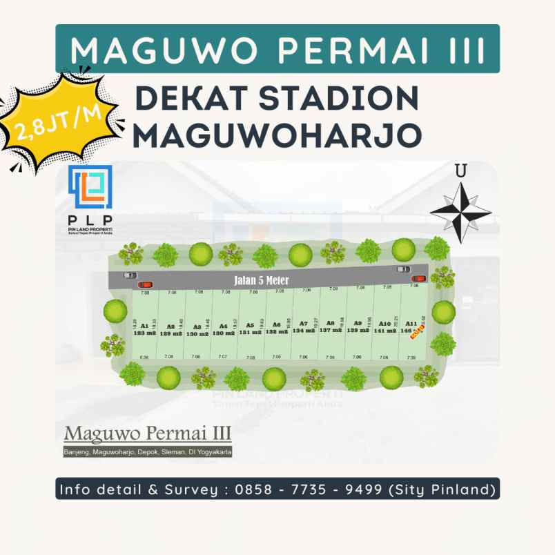 tanah kaveling 2 8jt m dekat stadion maguwoharjo