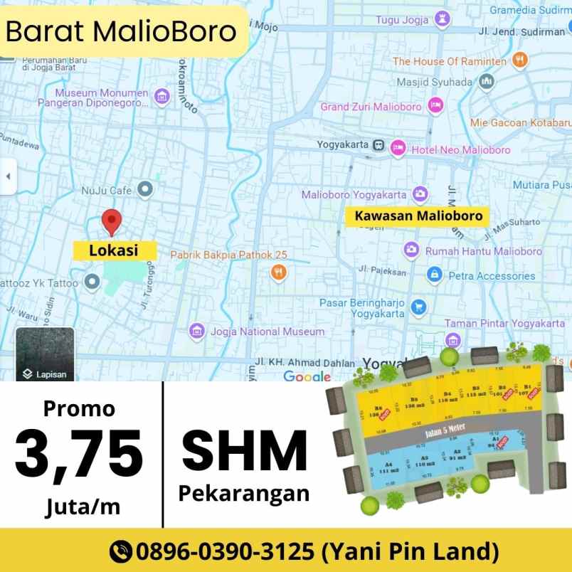 tanah kaveling dekat malioboro jogja